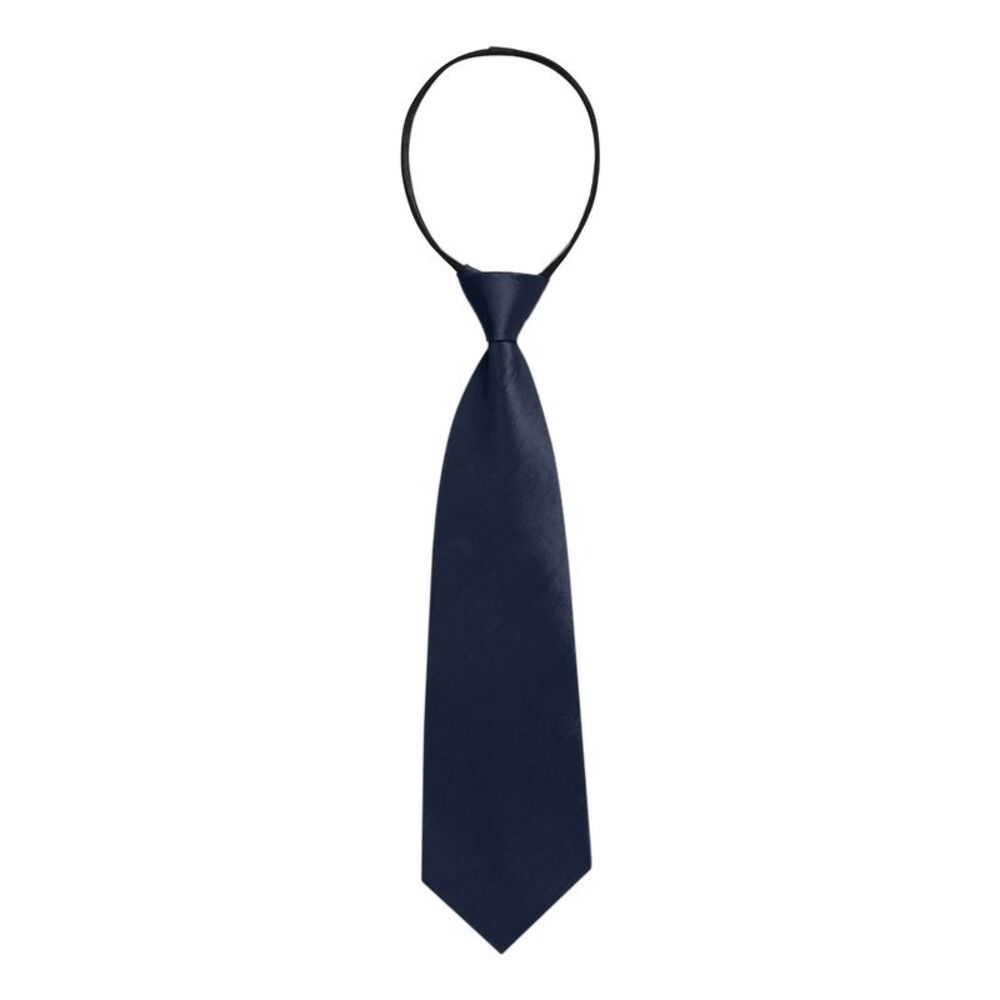 Pre-Tied Zipper Solid Formal Casual Adjustable Tie 35cm/13.8" Navy Blue